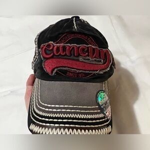 Men’s baseball cap Cancun embroidered red embroidery throughout adjustable back 